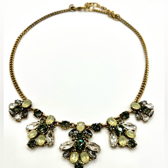 J. Crew Faceted Yellow , Smoky Topaz & Clear Faceted Rhinestone Necklace - Picture 4 of 6